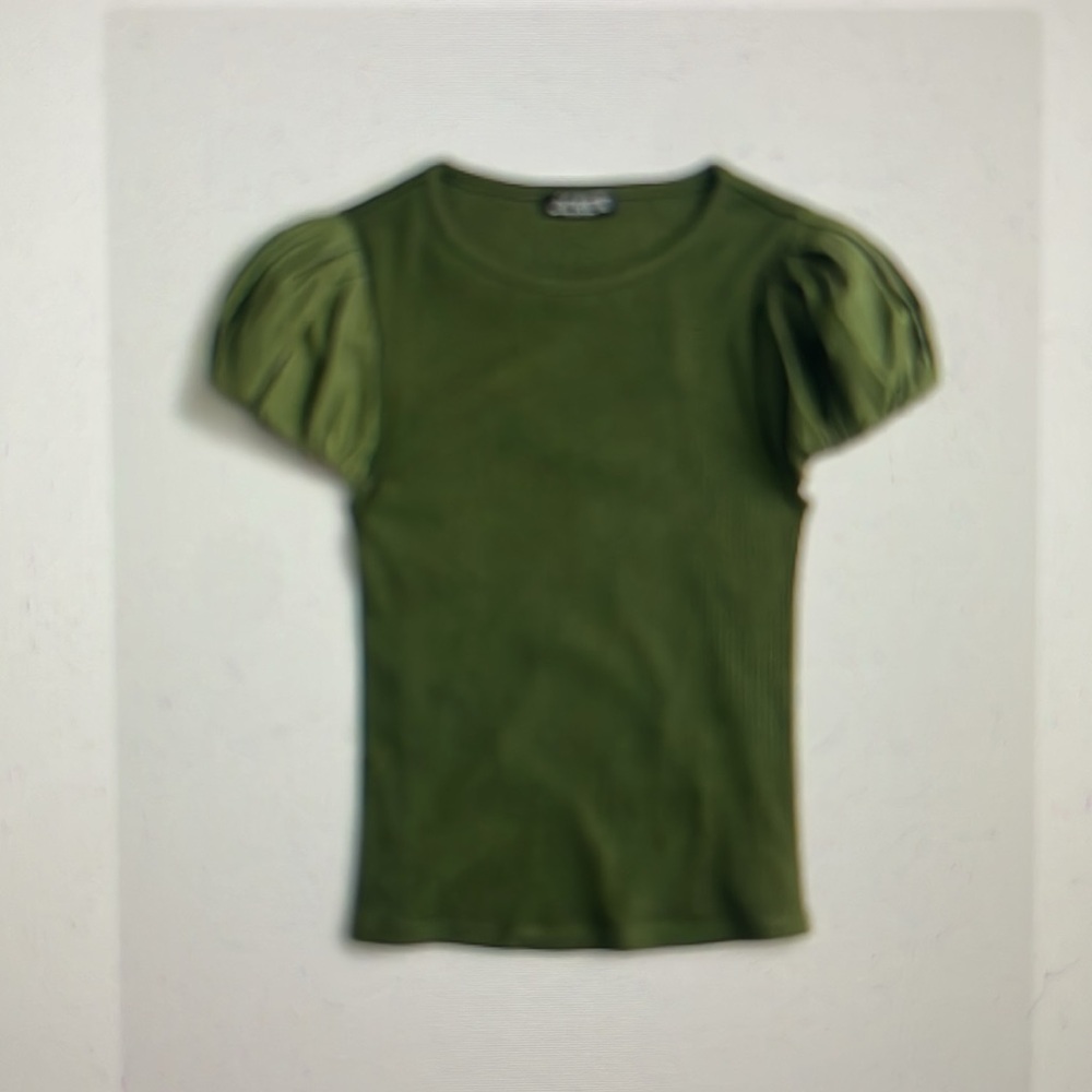 J.Crew Ribbed olive green short sleeve top Size large New With Tag